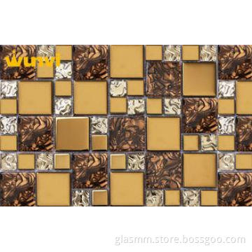 23  23mm Chip Size Classical Gold Glass Mosaic Wall Tiles W